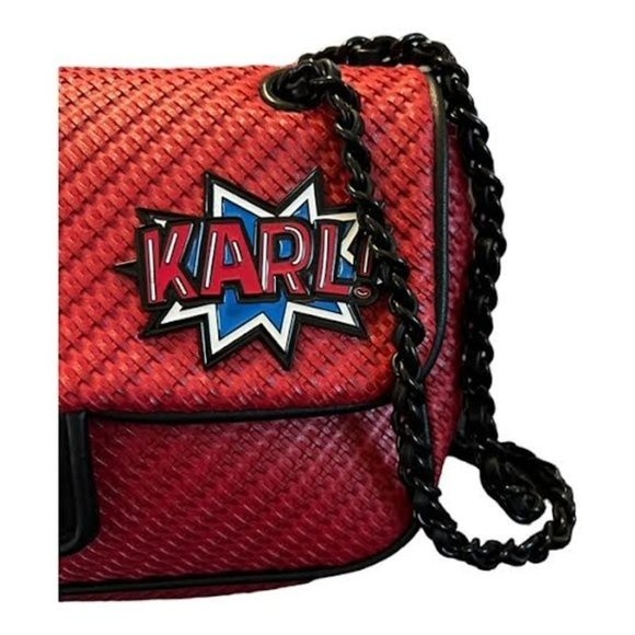 NWOT Karl Lagerfeld Agyness Shoulder Bag in Crimson Red - Picture 2 of 9